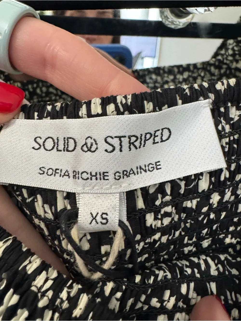 Solid & Striped Smocked Puff-Sleeve Maxi Dress in Black Floral NWT - Picture 8 of 10
